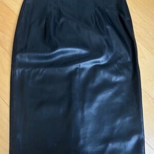 Brand New Calvin Klein Black Leather Pencil Skirt, Size 4
